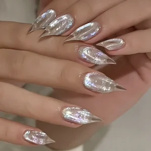 Colorful,Fine-Glitter,Transparent "Cat Paw" Press-On Nails — Playful & Adorable.A Heartwarming Gift for Friends or Daughters.
