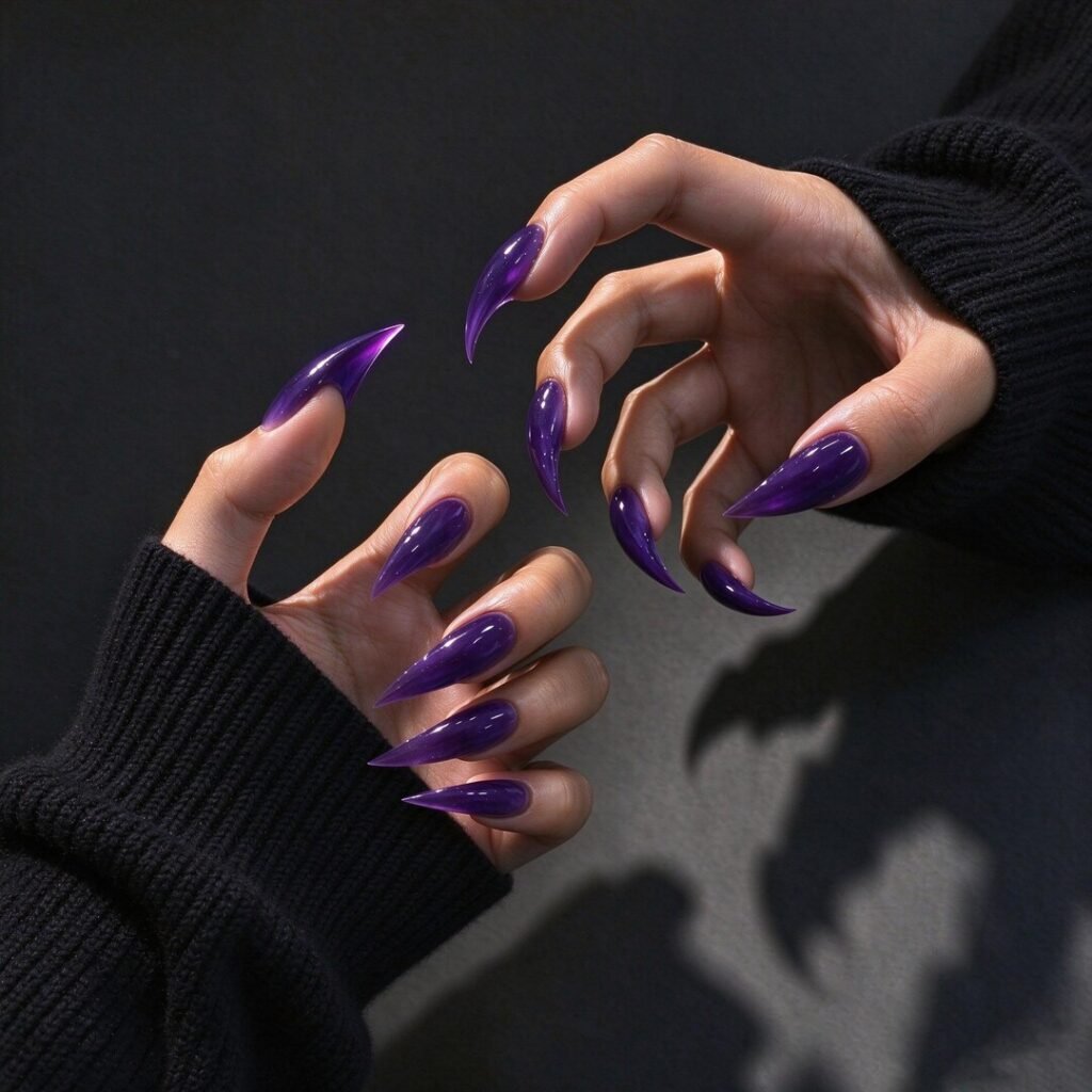 cat claw press on nails | Amethyst Jelly Cat Claw Press-on Nails - long, Stiletto-shaped Nails Design