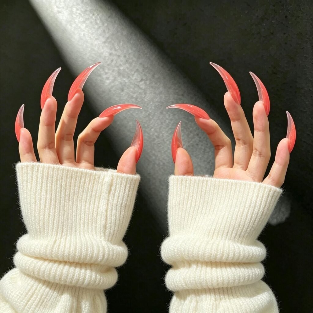 cat claw press on nails | Soft Goth Pink Cat Claw Press-on Nails for Date Night & Alt Girls