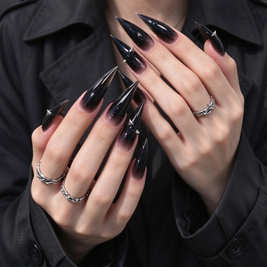 cat claw press on nails | Black Spike Cat Claw Press-on Nails, Gothic Stiletto Nails for Alt Girls