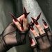 Crimson Noir Claw Press-on Nails, Dark Red Stiletto Nails for Gothic Style - Image 8