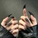 Extra Long Black Ombre Press on Nails, 40mm Stiletto Cat Claw Nails, Gothic Long Fake Nails, Smoky Black Gradient Nails, Dark Fantasy Nails - Image 8