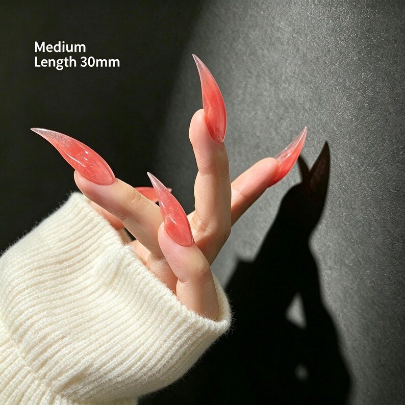 Soft Goth Pink Cat Claw Press-on Nails for Date Night & Alt Girls - Image 5