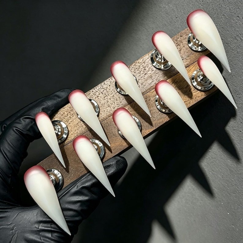Soft Nude Ombre False Nails,nude Ombre Gothic False Nails,vampire Statement Fake Nails for Photoshoot & Avant Garde Fashion - Image 4