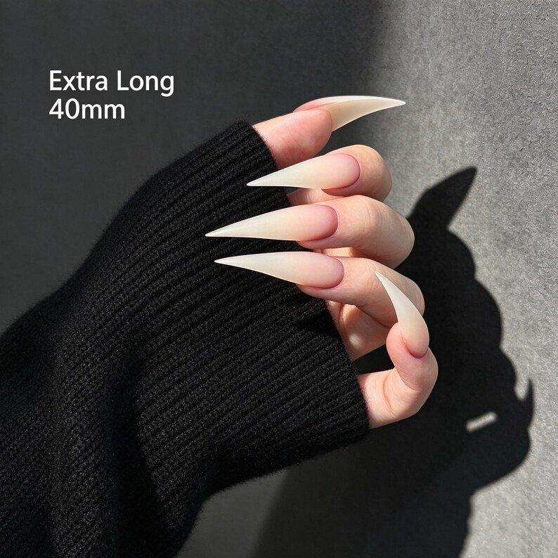 Soft Nude Ombre False Nails,nude Ombre Gothic False Nails,vampire Statement Fake Nails for Photoshoot & Avant Garde Fashion - Image 5
