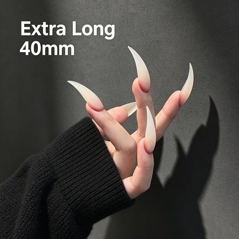 Soft Nude Ombre False Nails,nude Ombre Gothic False Nails,vampire Statement Fake Nails for Photoshoot & Avant Garde Fashion - Image 3